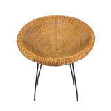 Pair of rattan and black metal sun chairs, 1950s