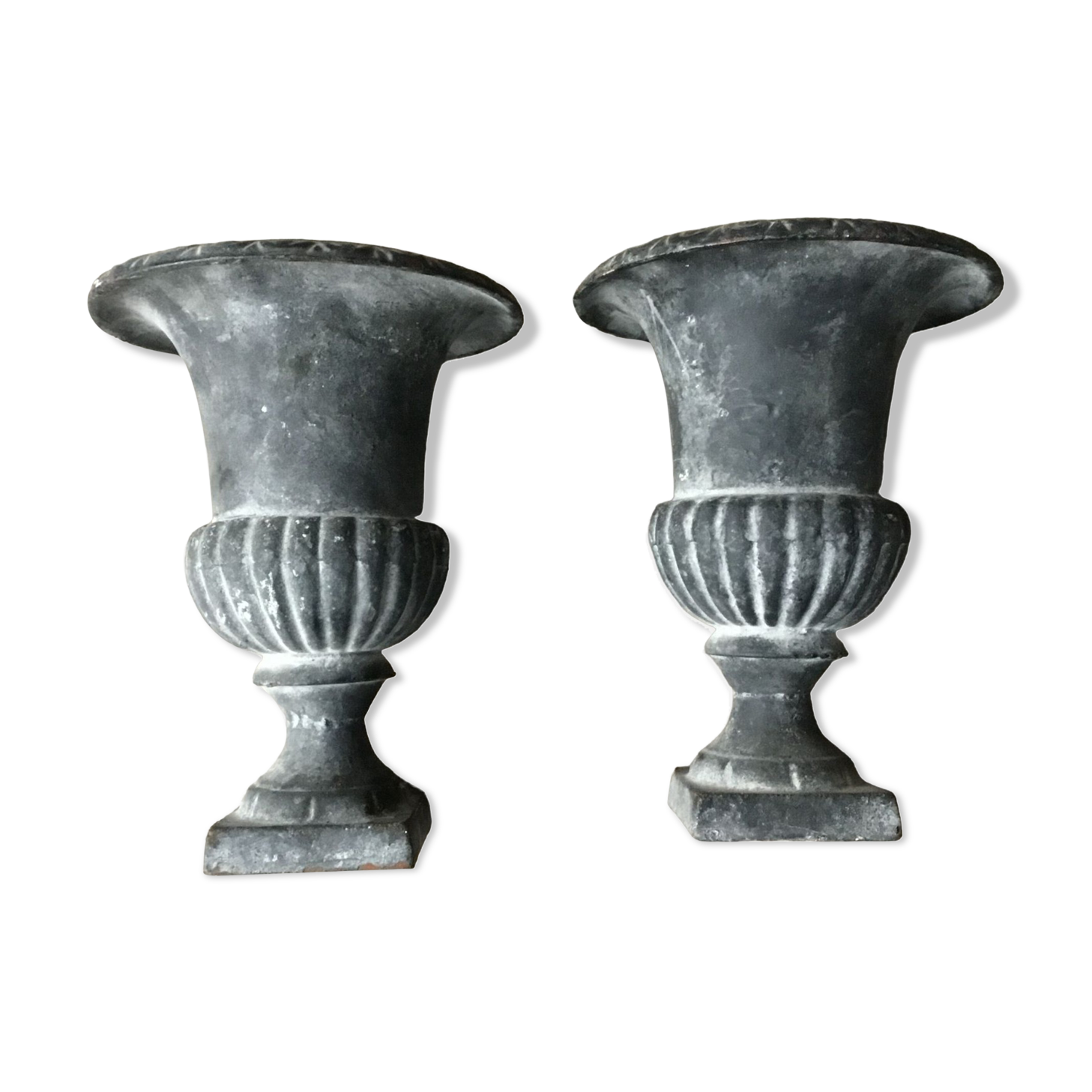 Pair of Medici style Planter Vases Anthracite Grey.