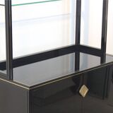 Pierre Vandel Paris Black Lacquered French Cabinet with Shelving Display