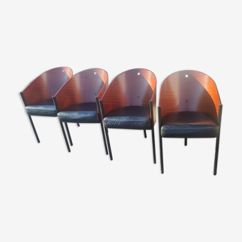 Series of 4 Costes armchairs by Philippe Starck for Aleph in 1982