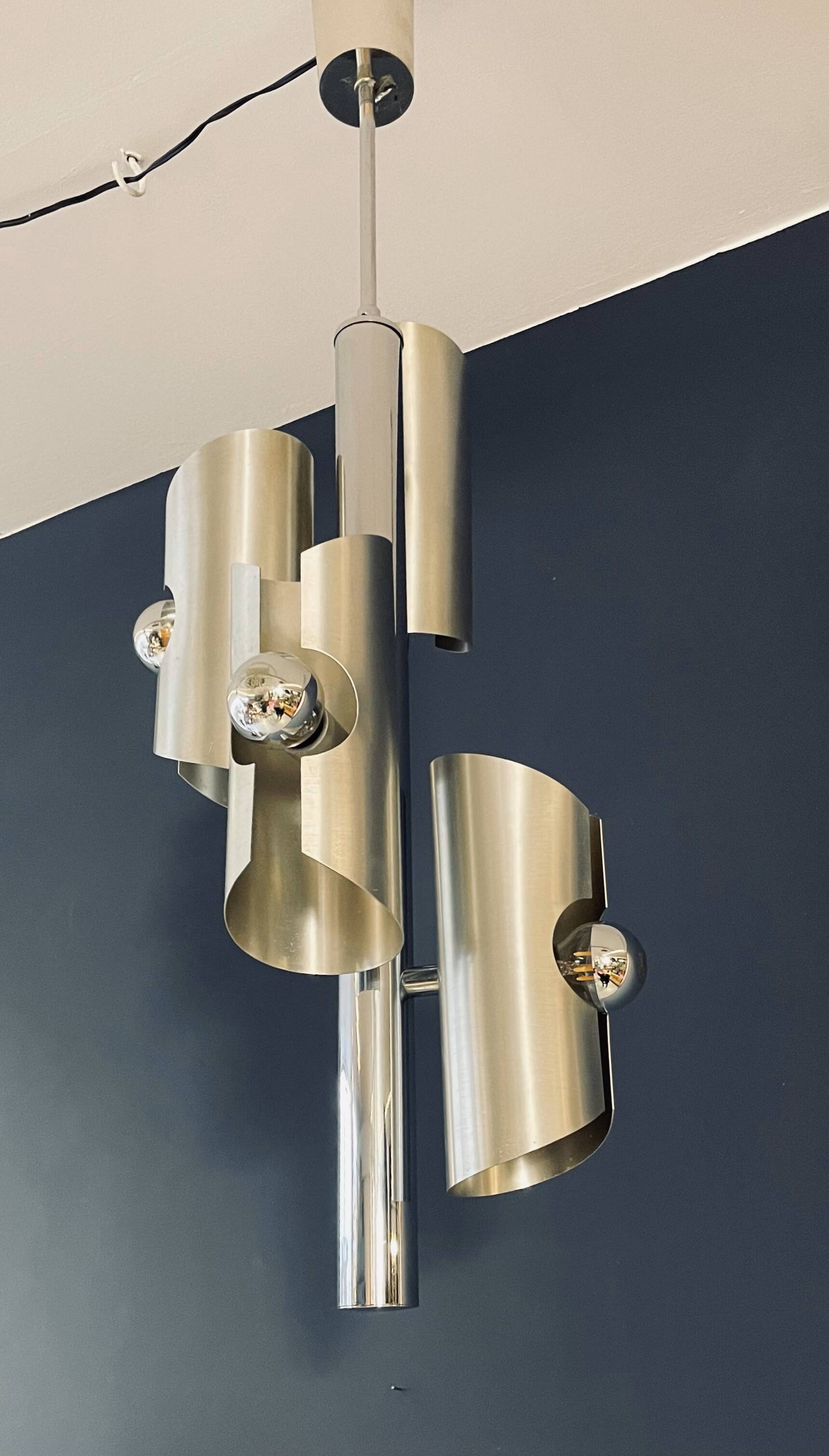 Designer Silver Lamp with Four Silver-Top Bulbs