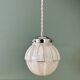 Vintage art deco globe pendant light in white and silver Clichy glass