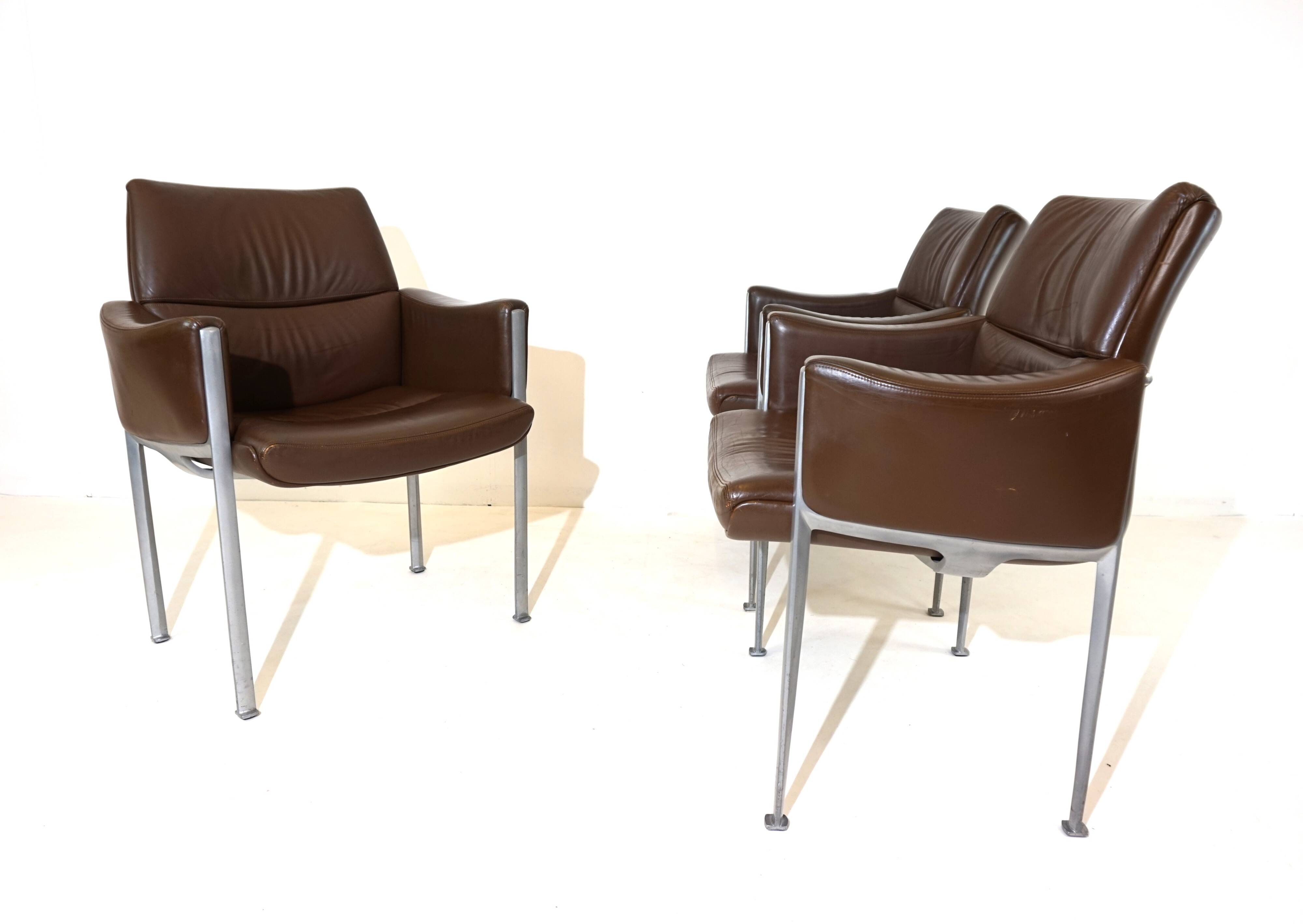 Röder Söhne Set of 3 leather office/dining room chairs by Miller Borgsen