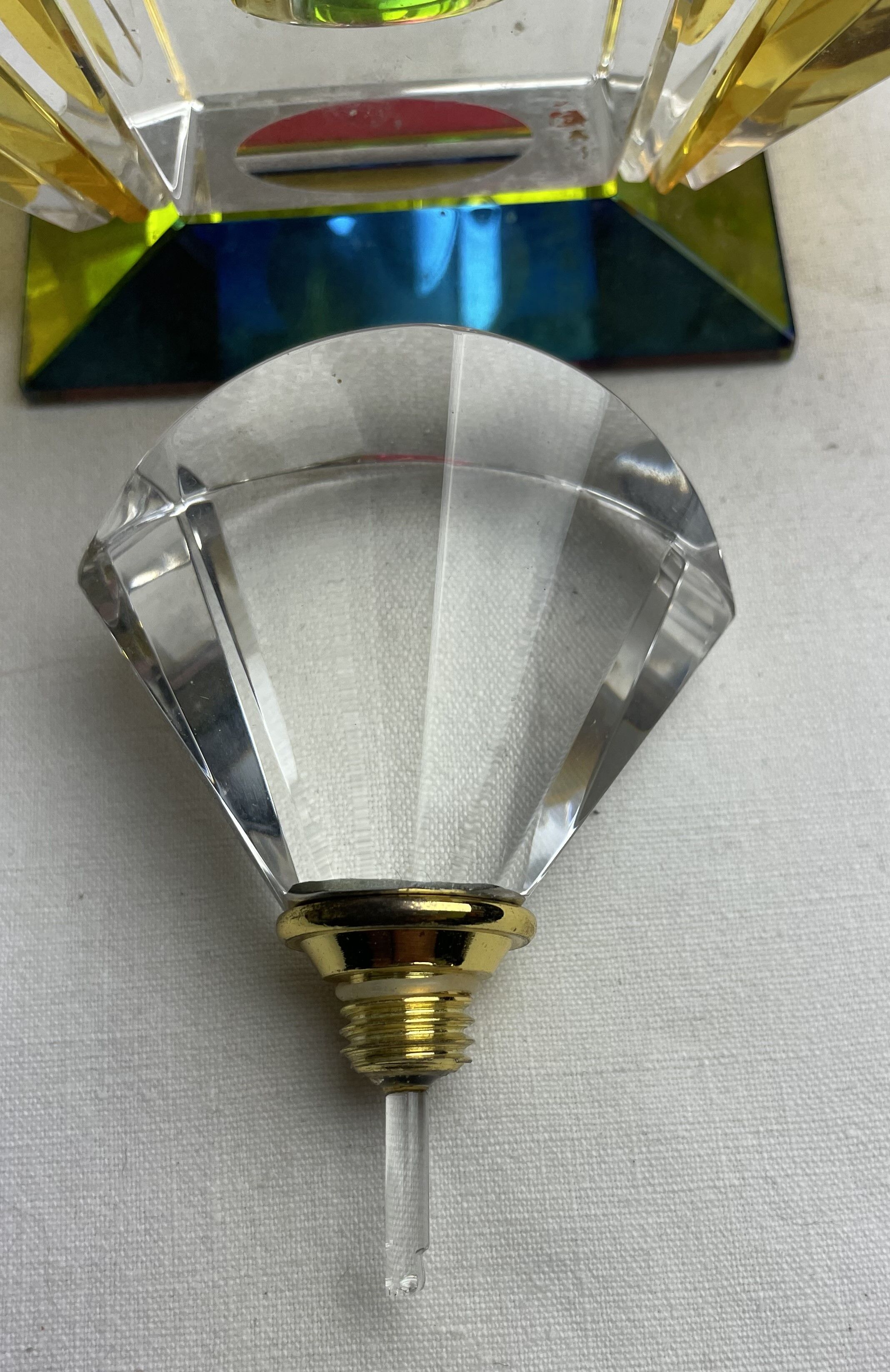 Empty art deco perfume bottle in amber crystal