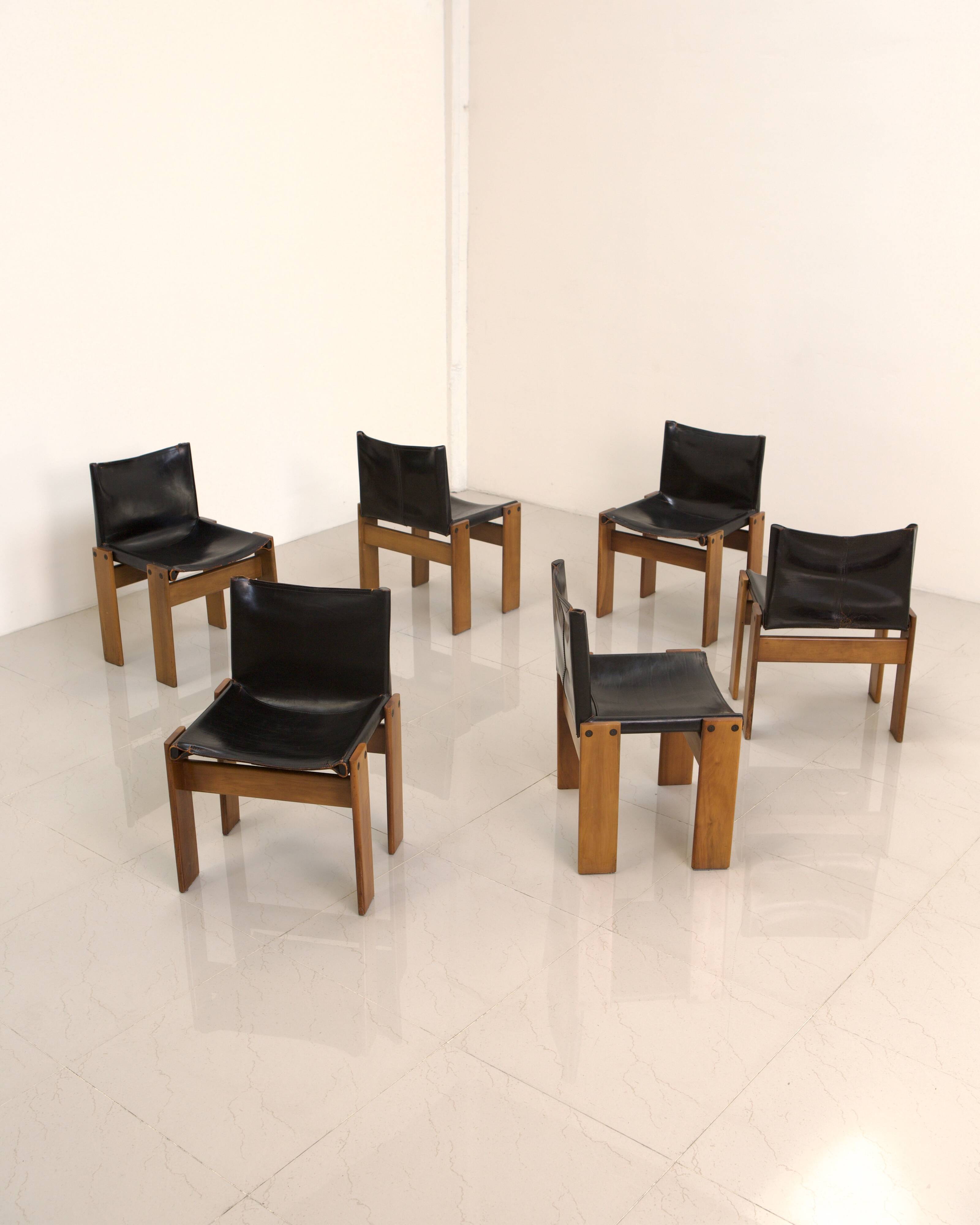 Set of 6 "Monk" Chairs by Afra & Tobia Scarpa for Molteni 70's