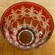7 verres à apéritif en verre rouge et transparent ciselés vintage