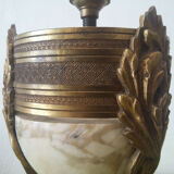 Pair of Athenian lamps in marble and bronze