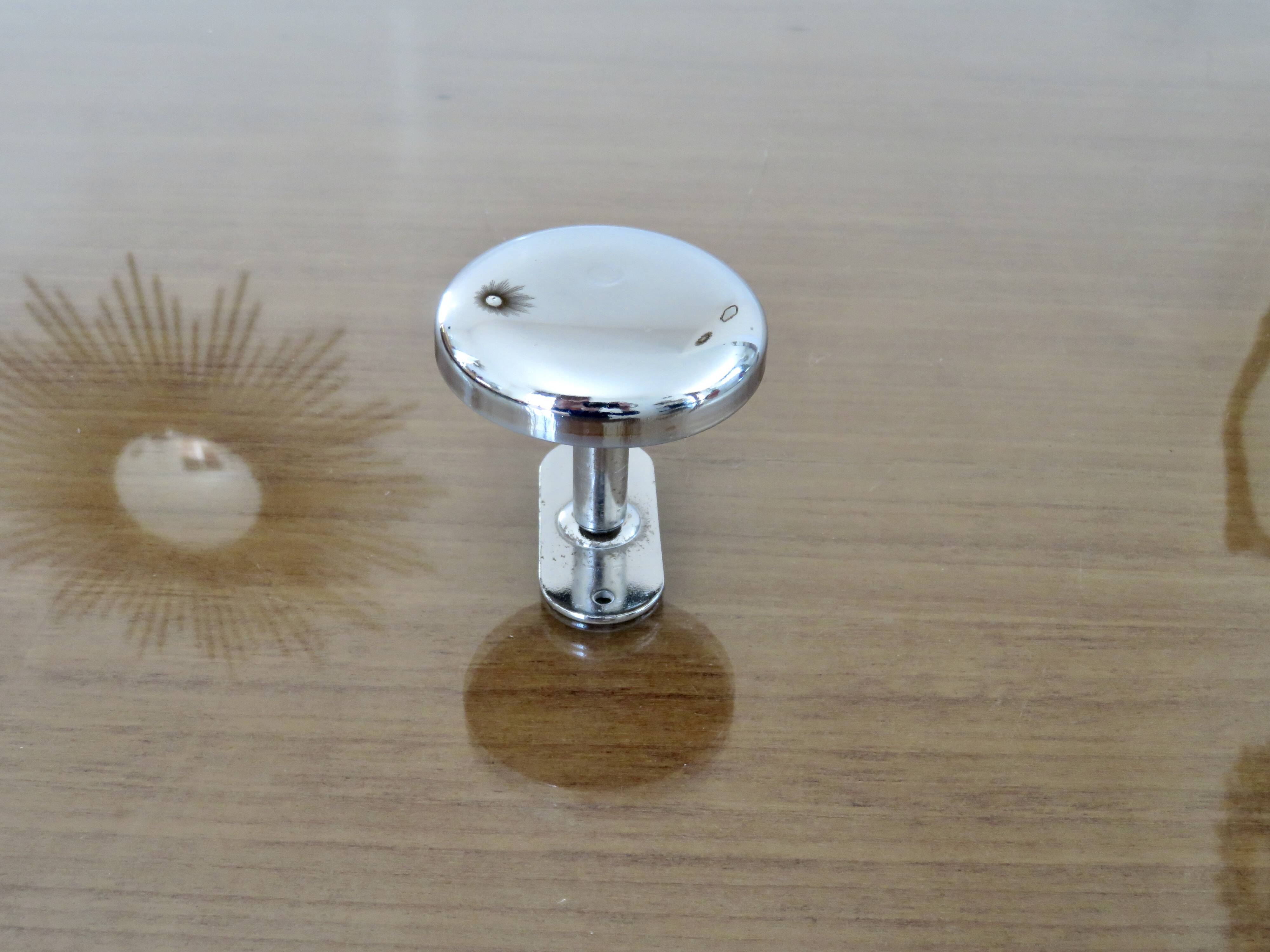 Wall hook, chrome metal coat rack, minimalist, 60s 70s