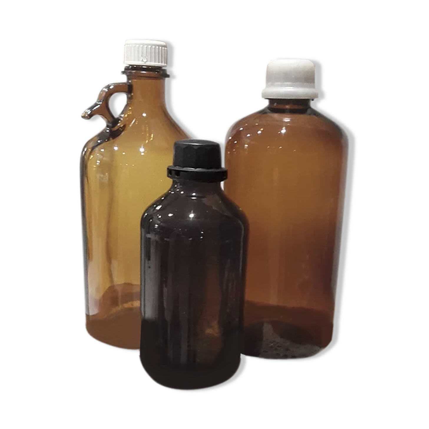 Amber glass bottles
