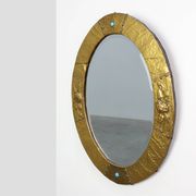 Miroir ovale en cuivre Arts & Crafts, France vers 1905