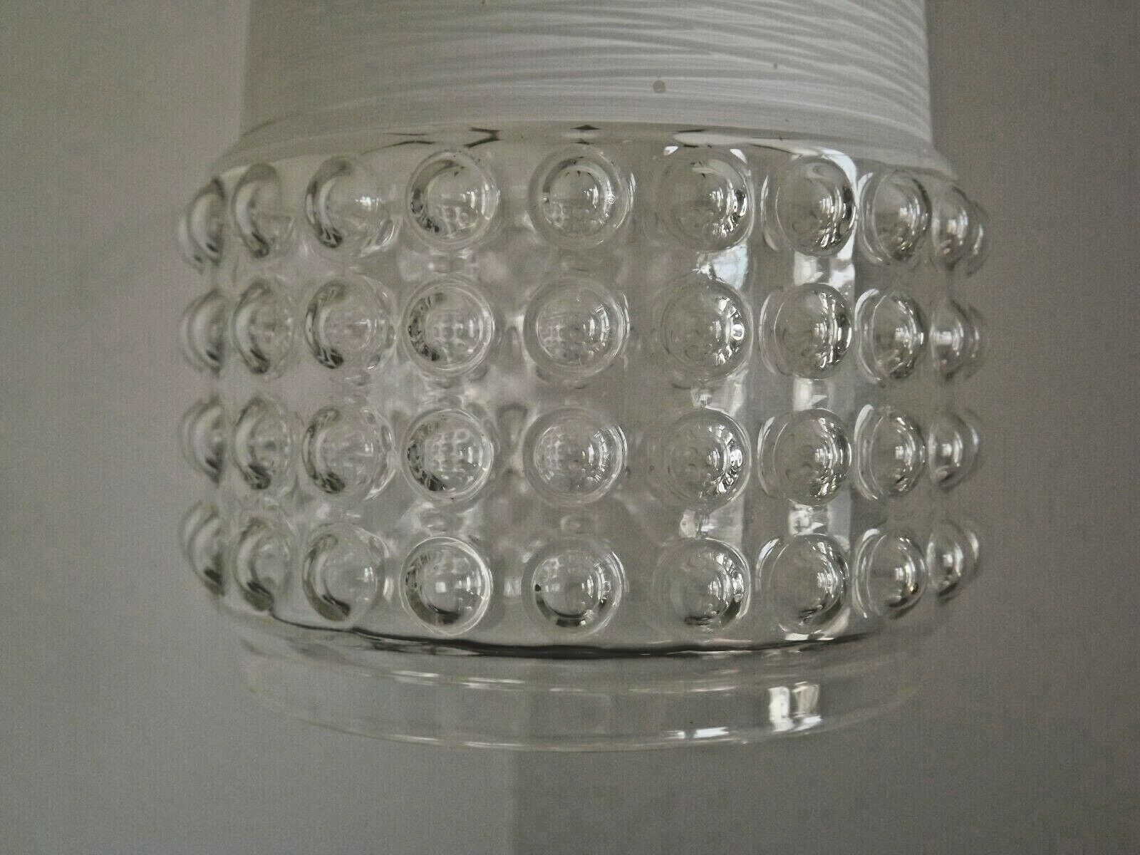 French vintage retro white & clear glass shade & gold metal ceiling light 3599
