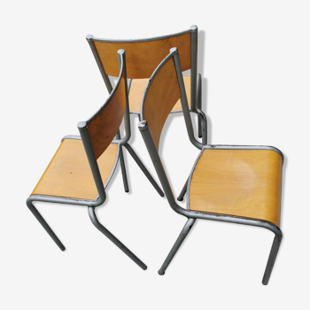 Set of three vintage school chairs