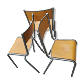 Lot de trois chaises d'école vintage