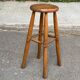 Vintage Scandinavian oak bar stool from the 1960s, 65cm high