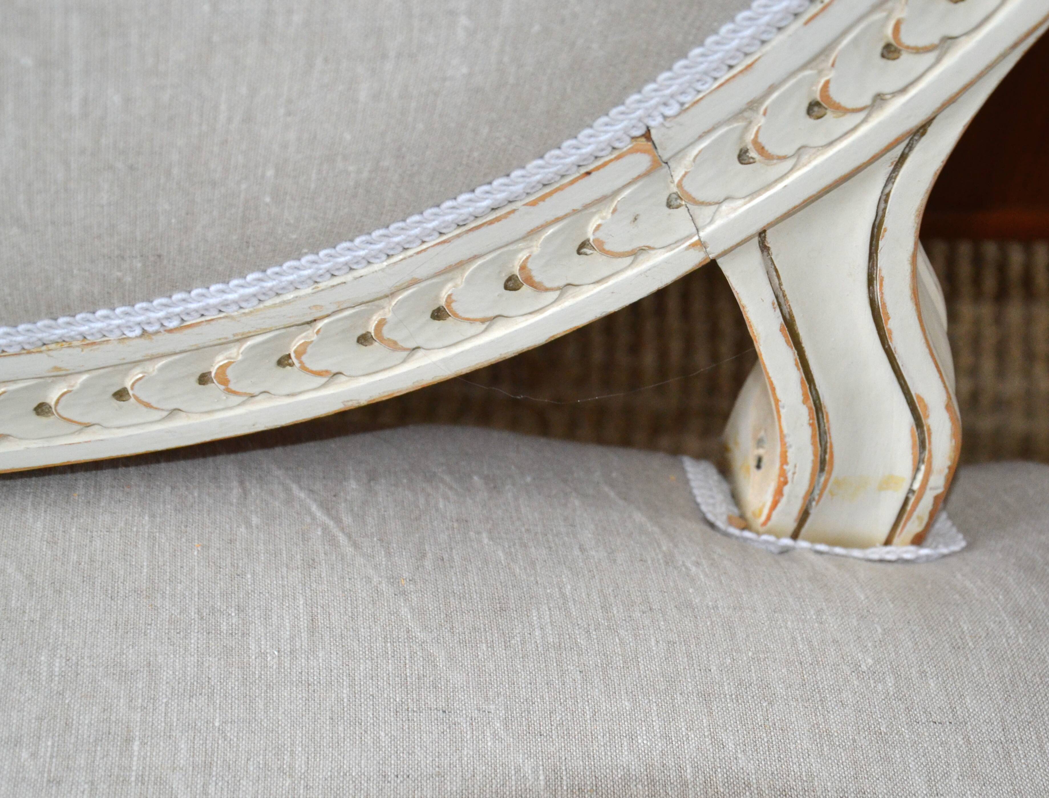 Swedish gustavian sofa white pastel and linen, 19th century