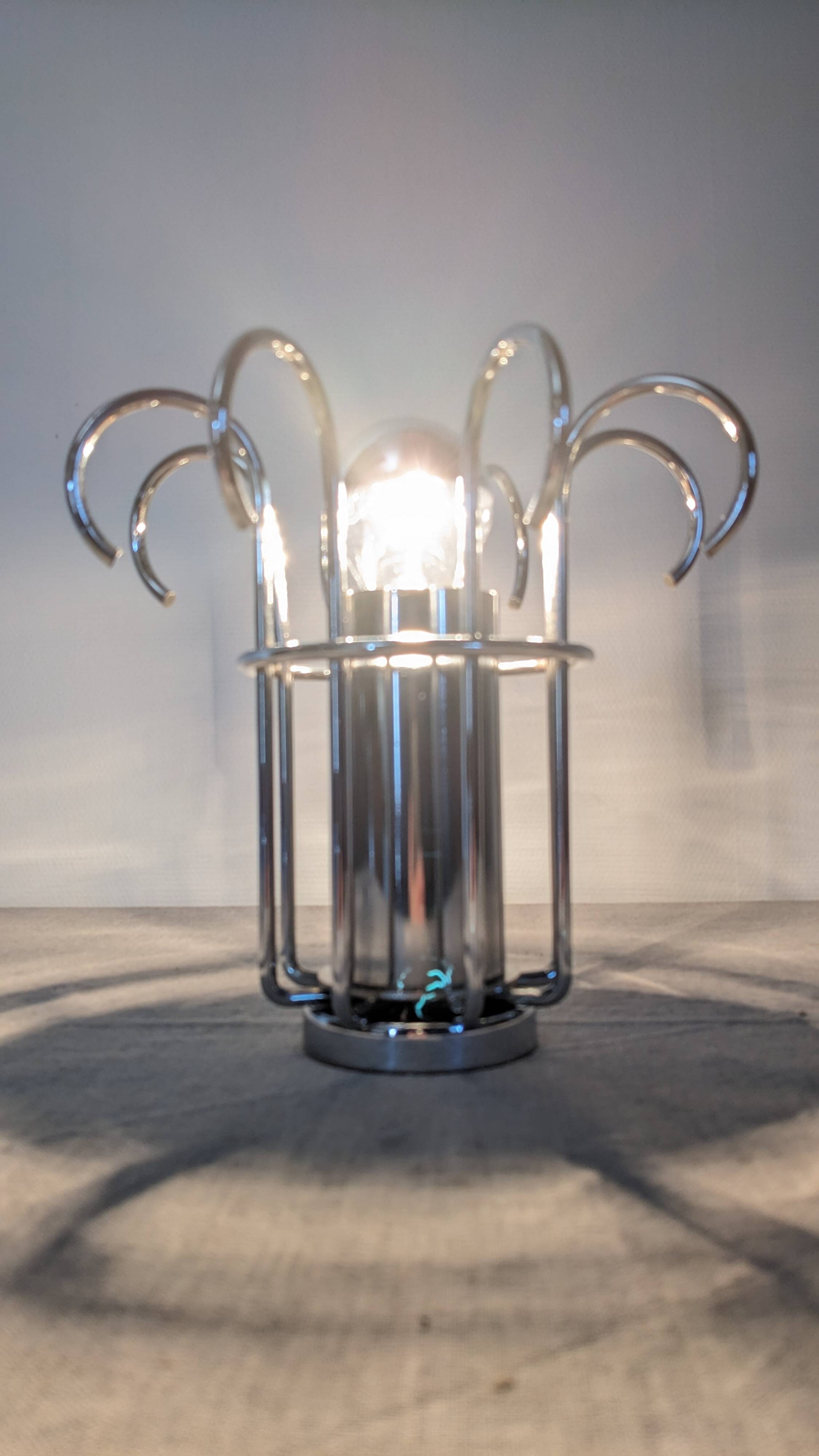 Modernist Space Age lamp in chrome metal from the 60s/70s