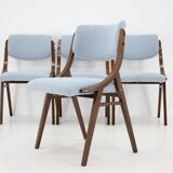 1960s Set of Four TON Beech Bentwood Dining Chairs in Bouclé, Czechoslovakia