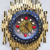 Midcentury Brutalist clock wall sculpture Franco Bastianelli studio Laurane