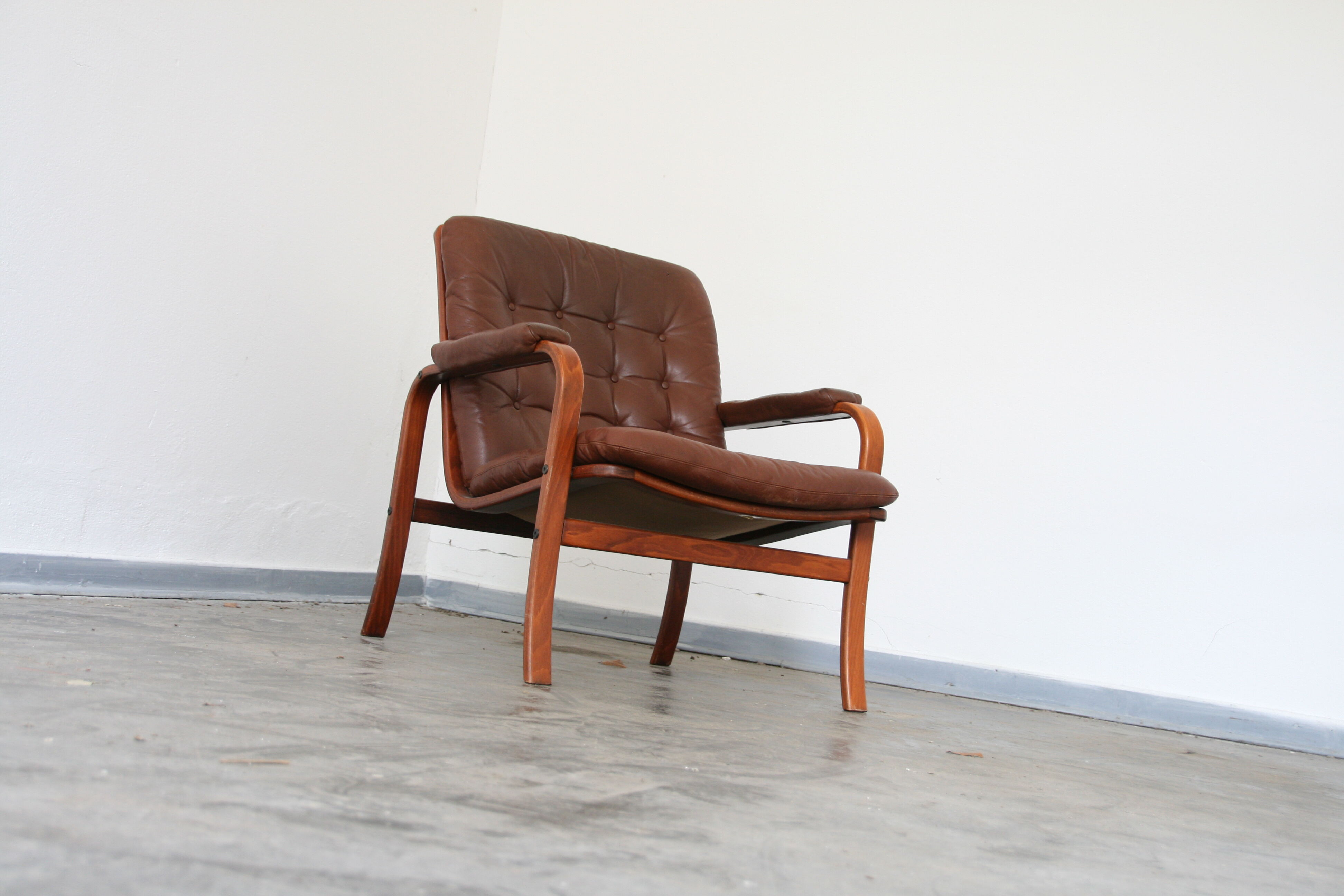 Vintage leather lounge chair by Gotte mobil Sweden