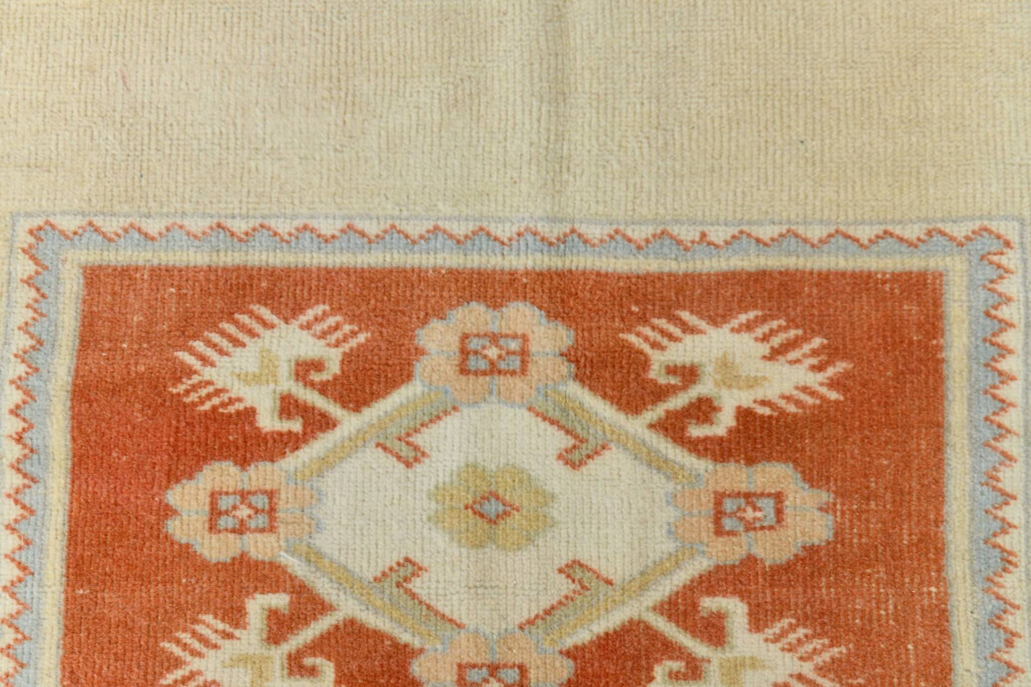 4x6 Oushak Light Blue & Beige Vintage Rug, 127x197Cm