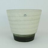 Mid century flowerpot planter u-keramik stripe pattern shades of gray and black 50s 60s