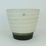 Mid century flowerpot planter u-keramik stripe pattern shades of gray and black 50s 60s