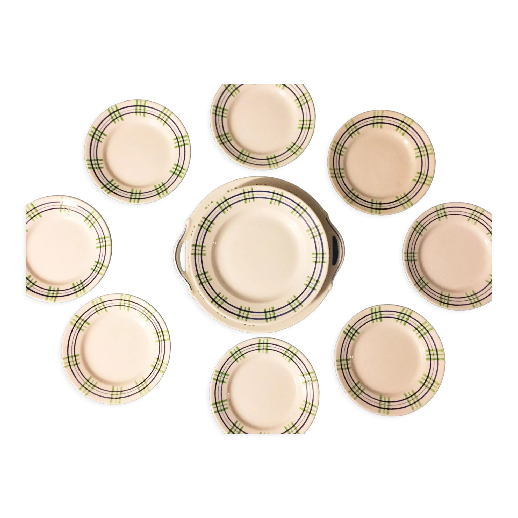 Set of 10 pieces Digoin Sarreguemines "Poitou"