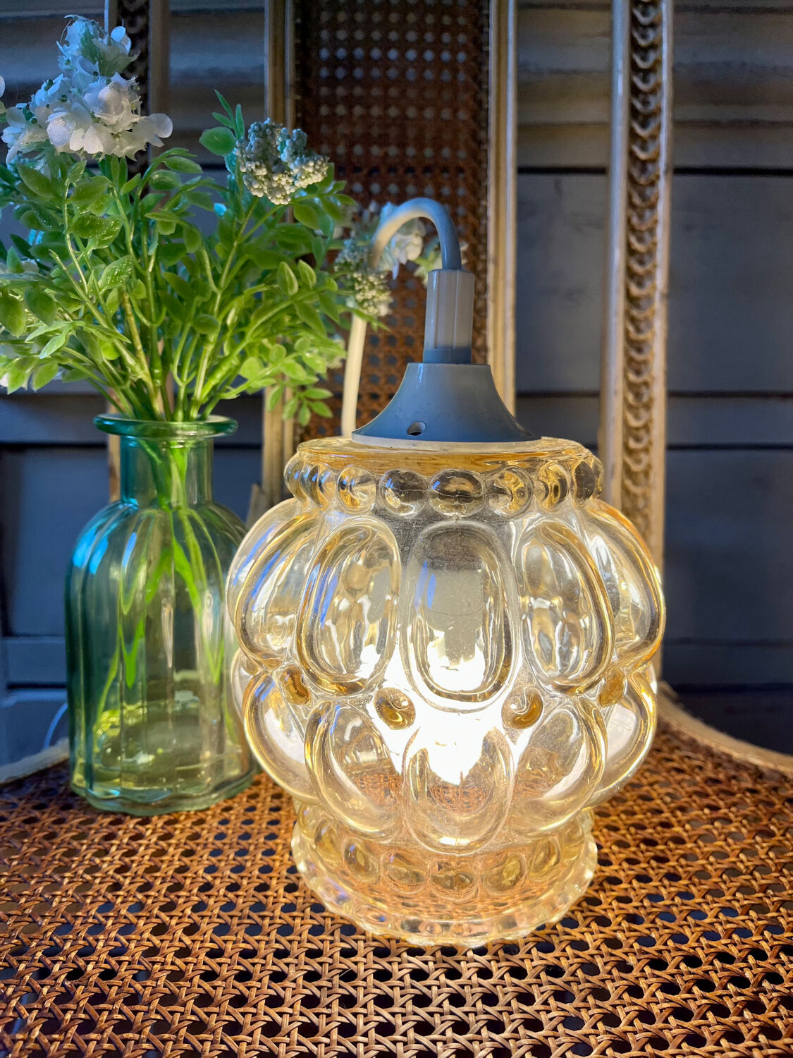 Vintage bubble glass pendant lamp 1960/70