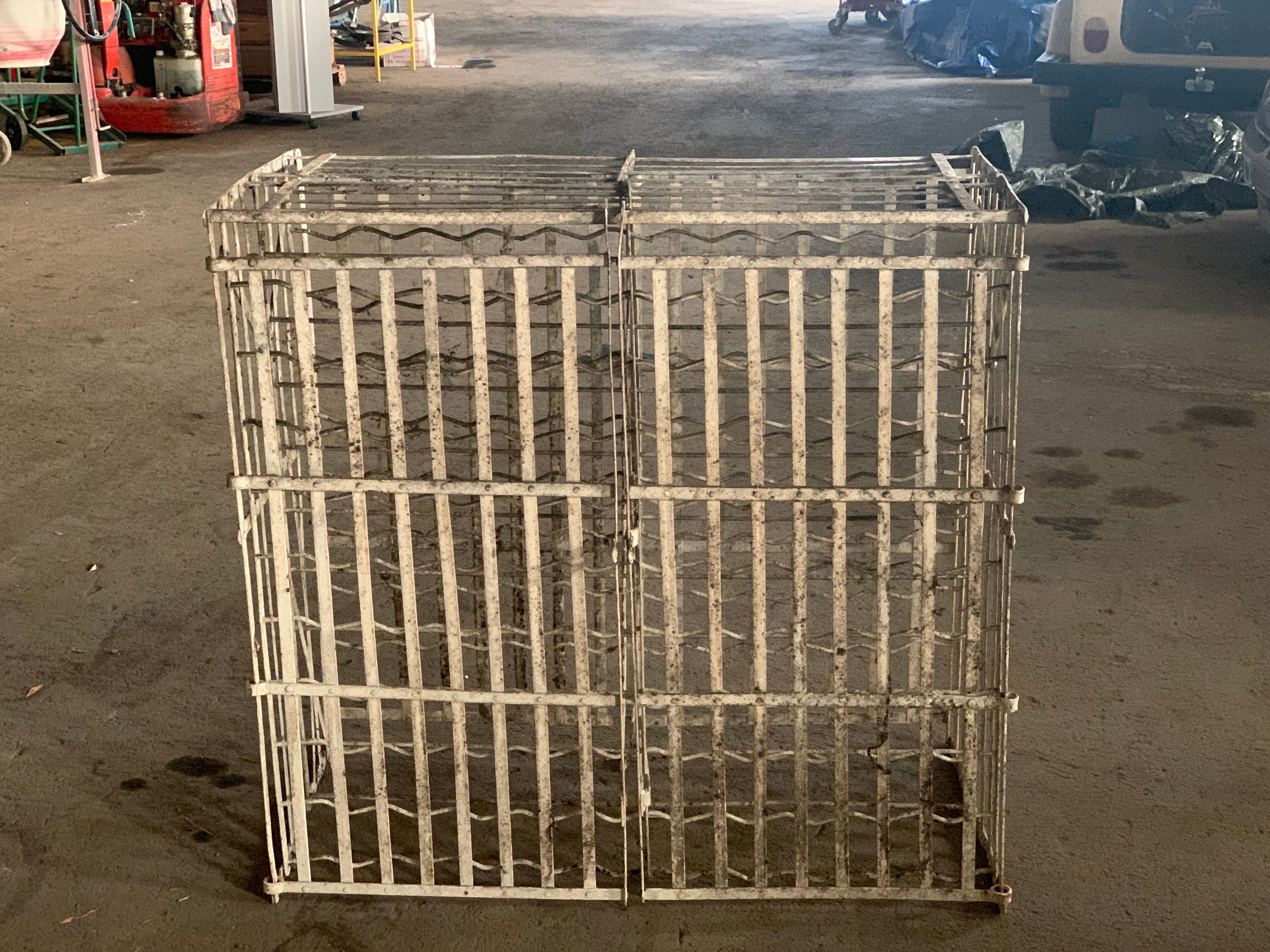 Old wine locker, metal bottle storage