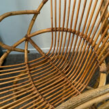 Pair of rattan shell armchairs 60s