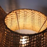 Pair of large Scandinavian rattan lamps from the 80s