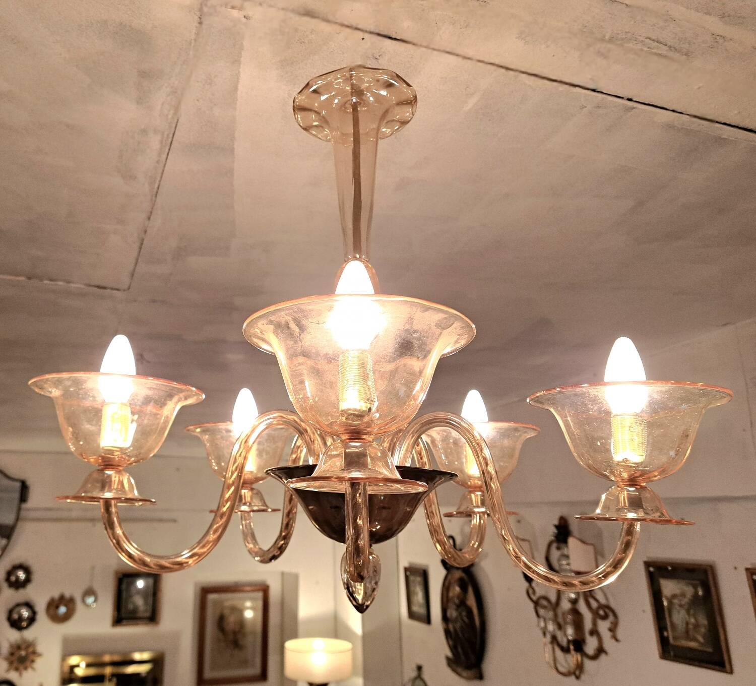 Venetian chandelier from Murano in smoked glass