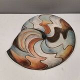 Large handmade decorated ceramic dish. Ruth Grønne Denmark 2001