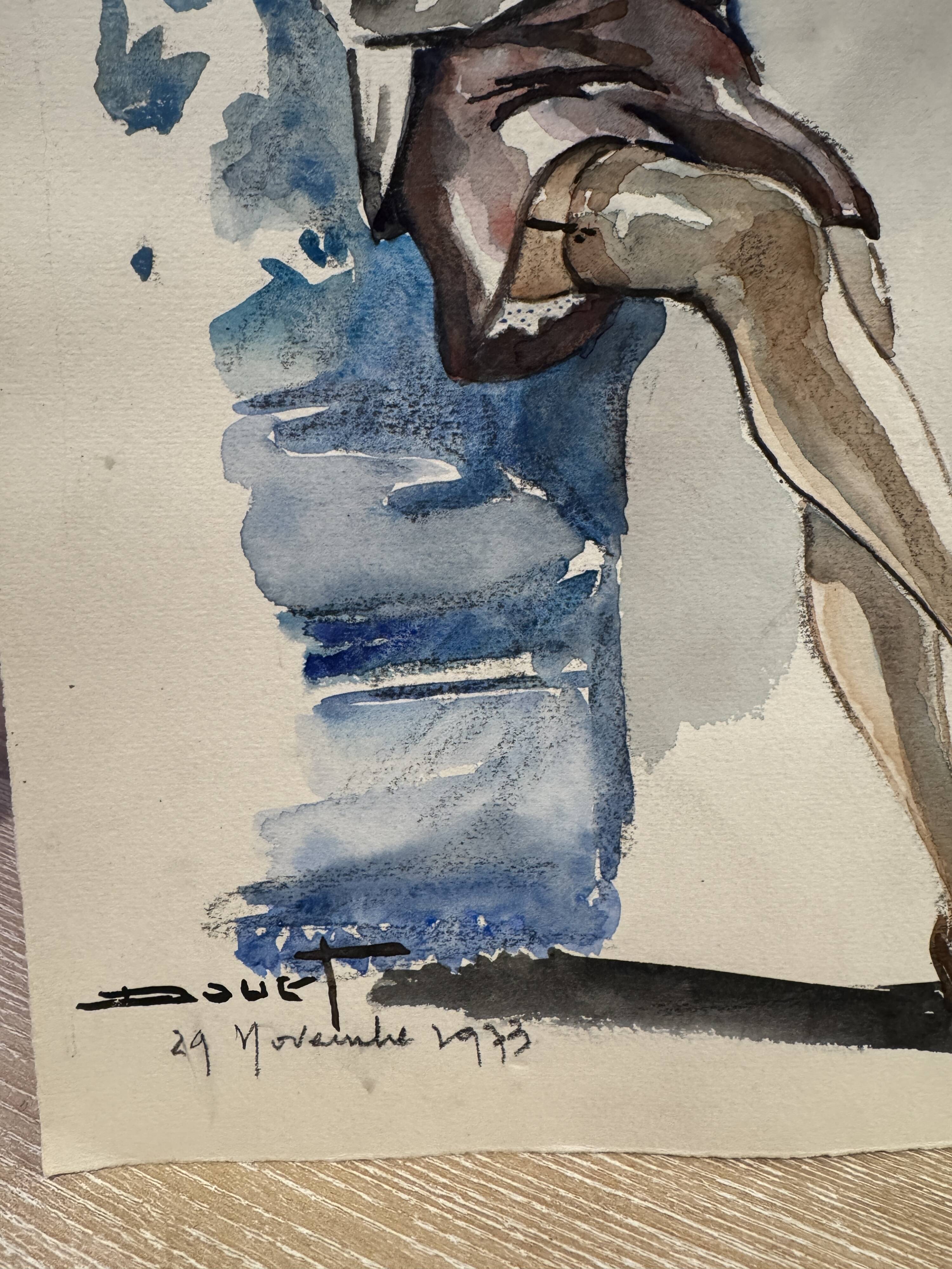 Watercolour signed and dated by Pierre Douet