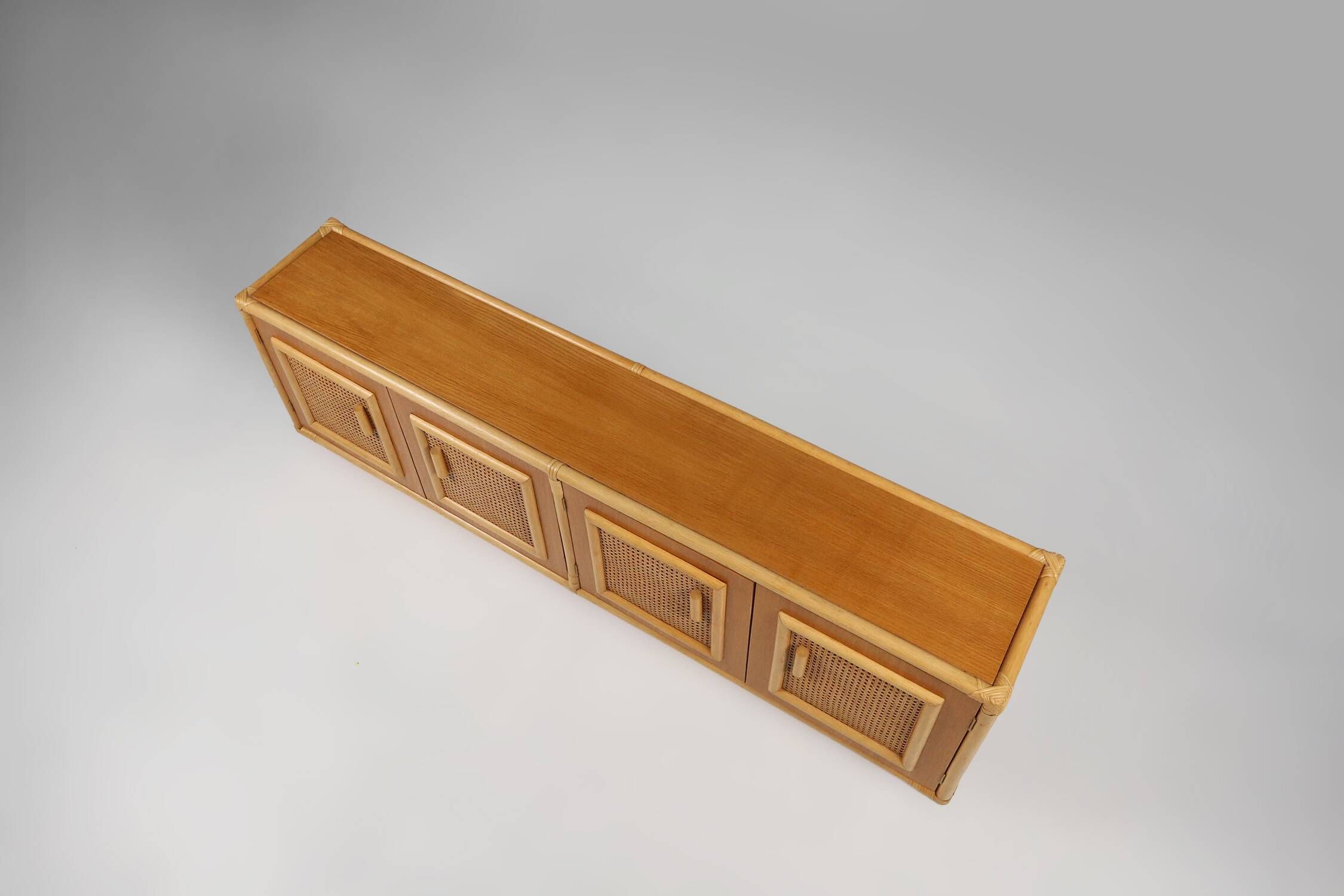 Four-door buffet in rattan and wood, France, 1960s