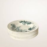 Set of nine deep plates in Givors earthenware, "Floreal" model.