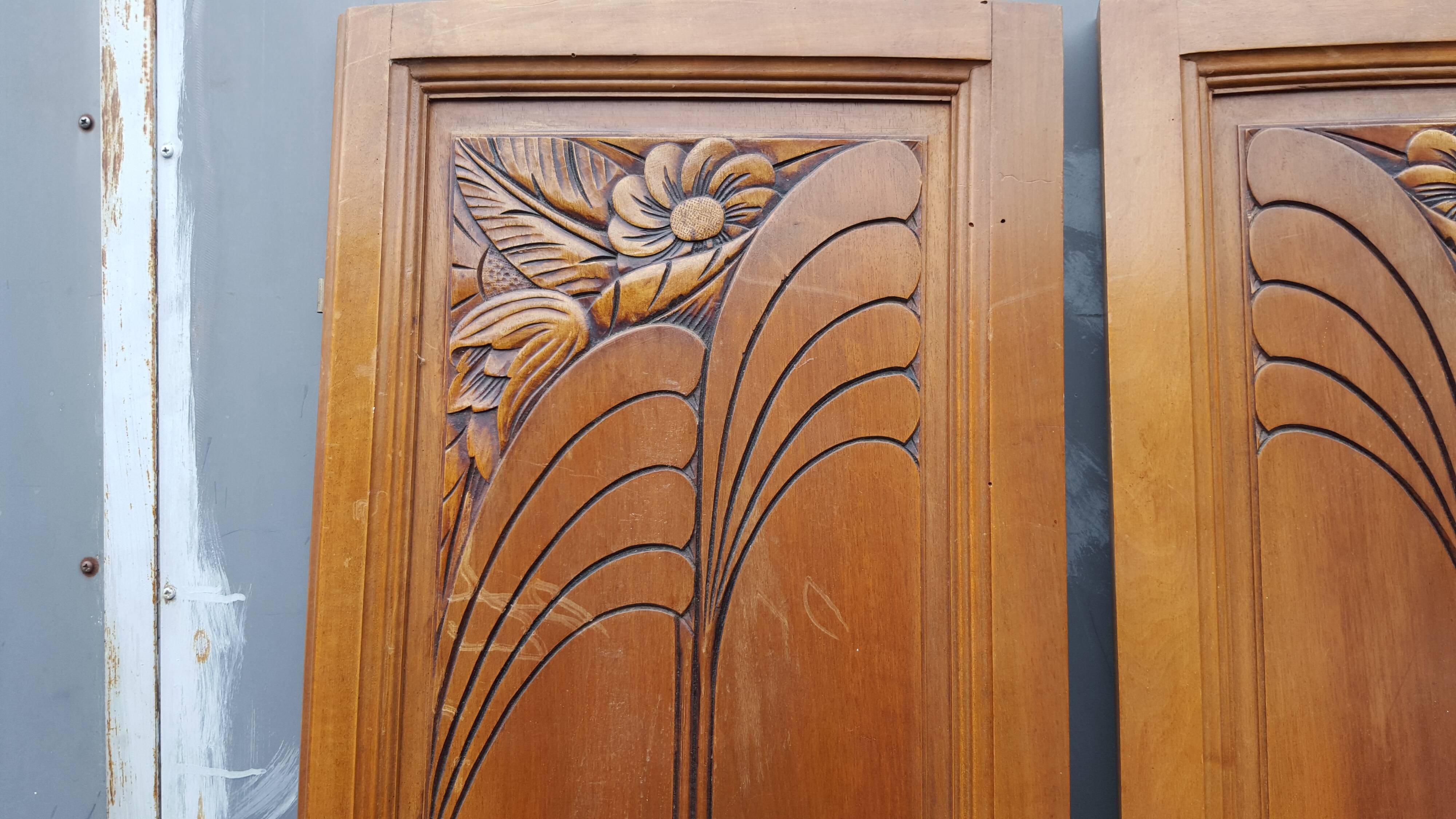 Pair of solid wood Art Deco doors