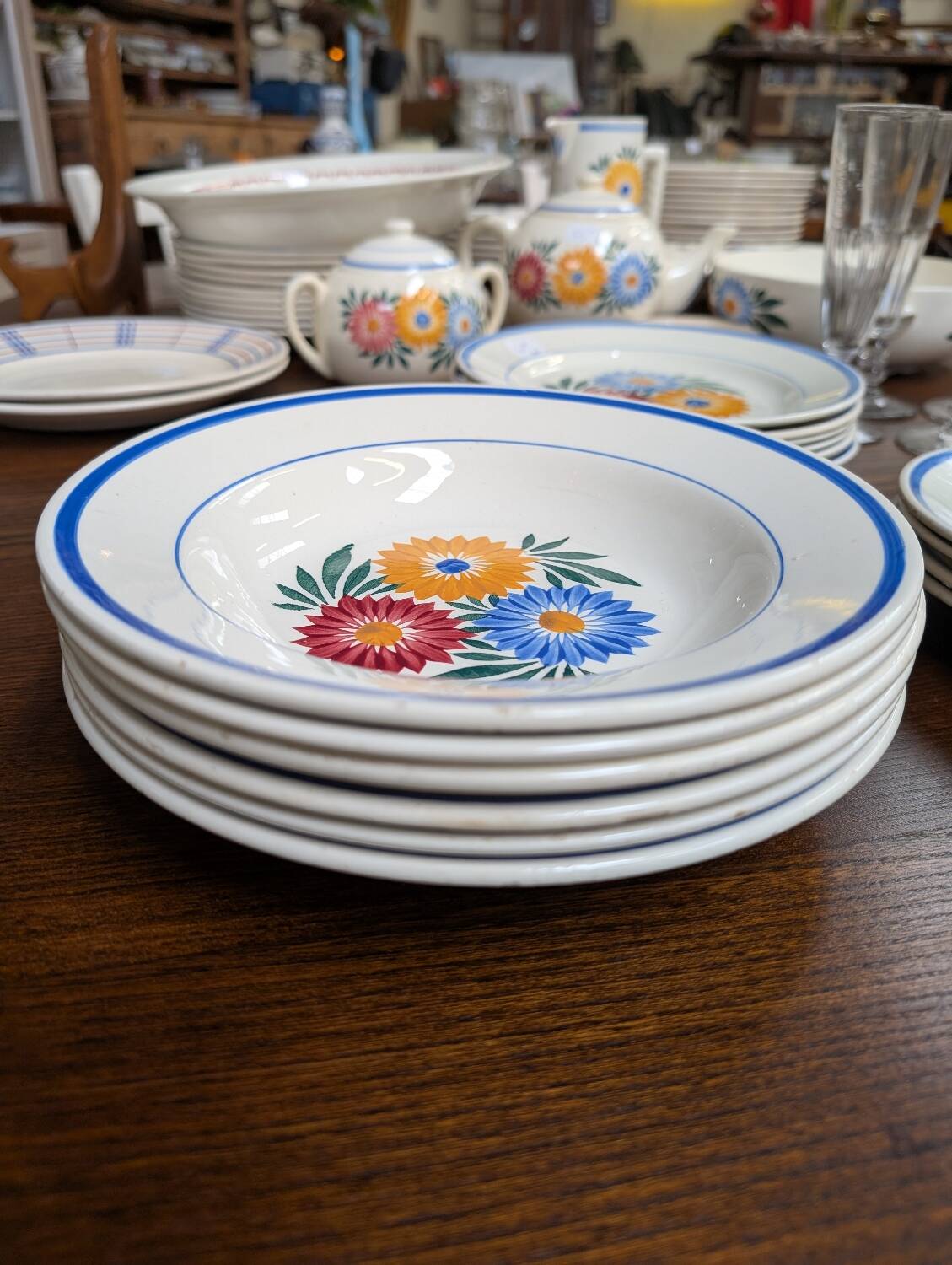 Vintage iron earth soup plates