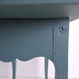 Antique Gustavian-style table painted in dark green with a drawer.