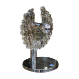 Lamp design chrome metal and glass 1970