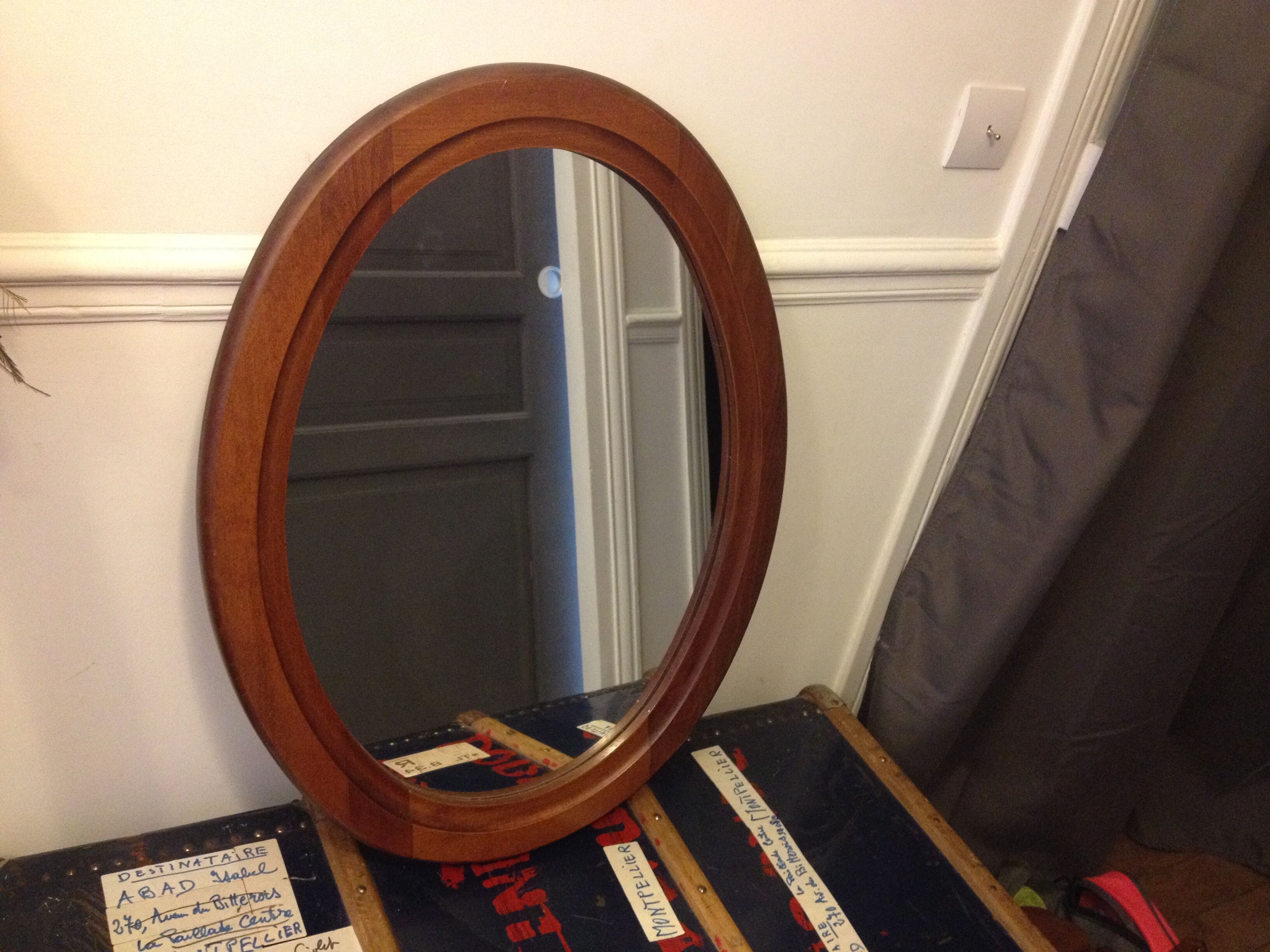 Miroir en bois massif vintage 52 x 68 cm