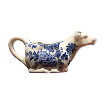 English porcelain cow-shaped sauce dish