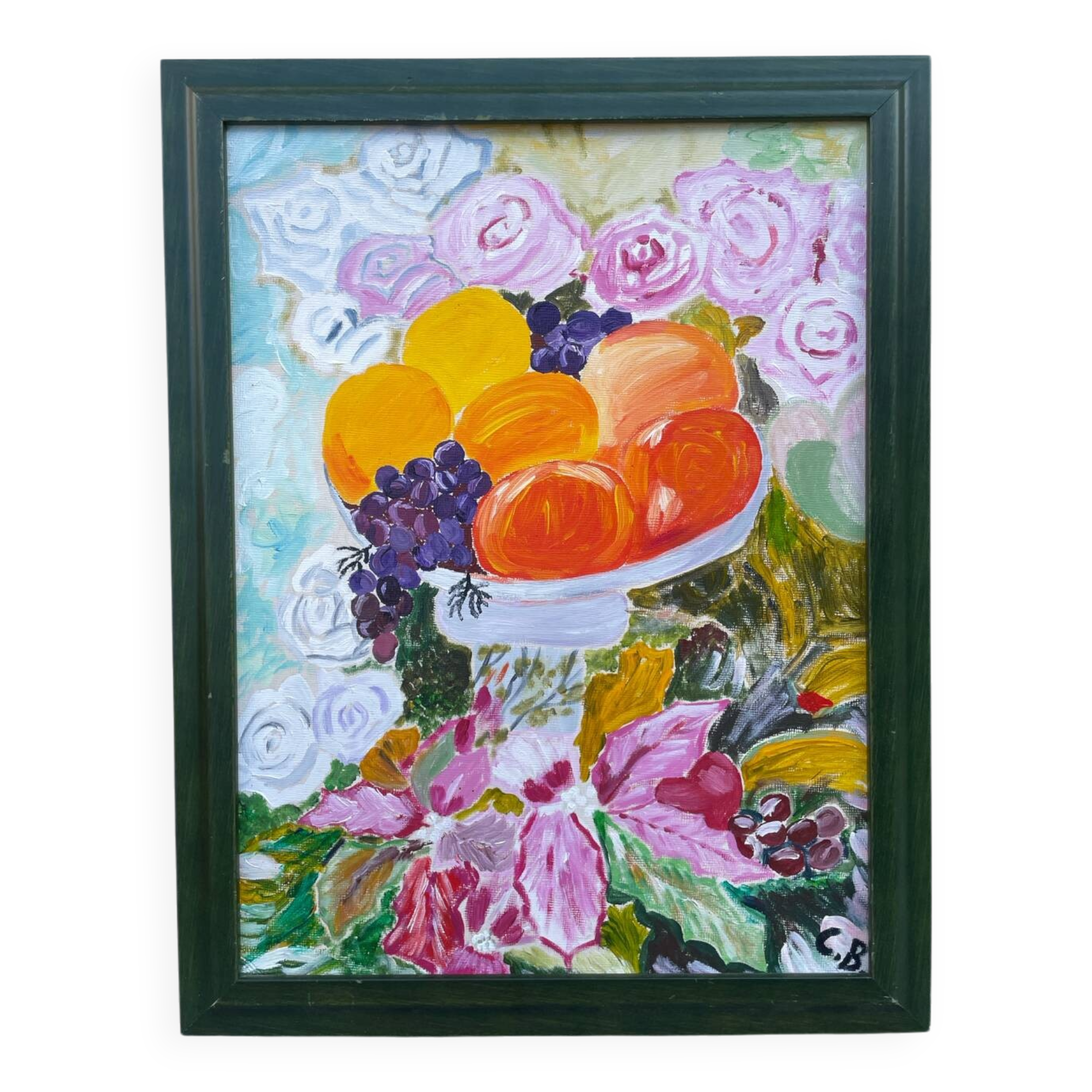 Peinture bouquet de fleurs tableau signé
