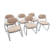 6 chaises de bureau vintage pied chromé dessus tissus