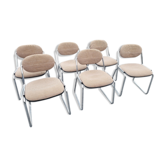 6 vintage office chairs chrome foot top fabrics