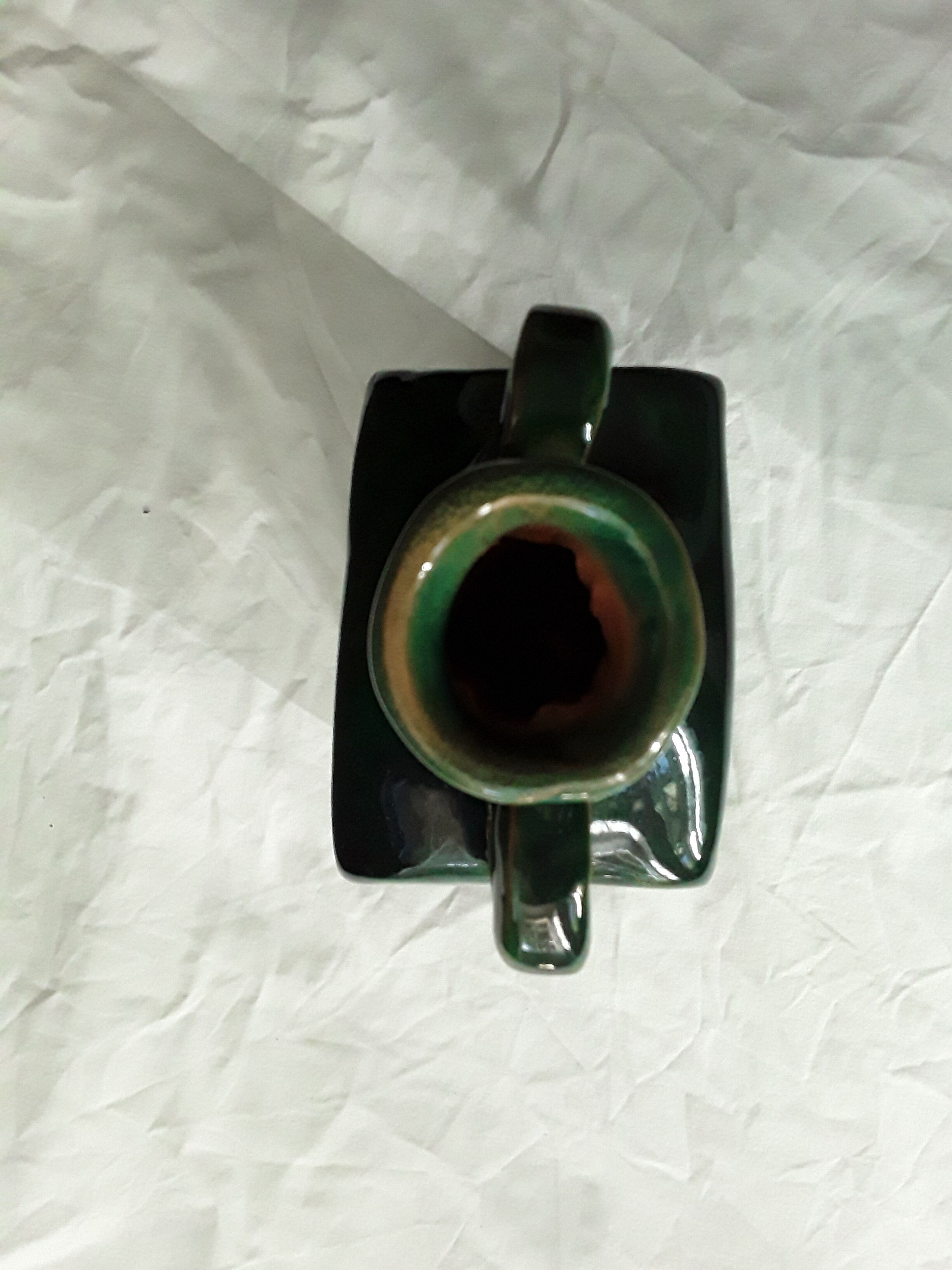 Vintage green vase with ears