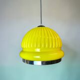 Large Space Age yellow glass hanging light