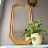 Light oak wooden mirror from the 1980s
