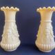 Pair of vintage Vierzon beige opaline vases