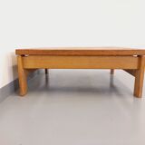 Vintage square coffee table in solid oak wood from the 60s 70s
